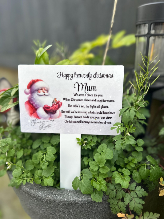 Personalised Christmas Memorial Grave Marker, Santa